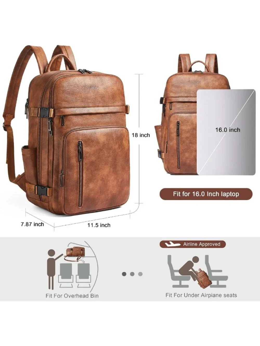 Stylish Vegan Leather Backpack for 17